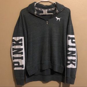 Victoria’s Secret PINK blue and white half-zip